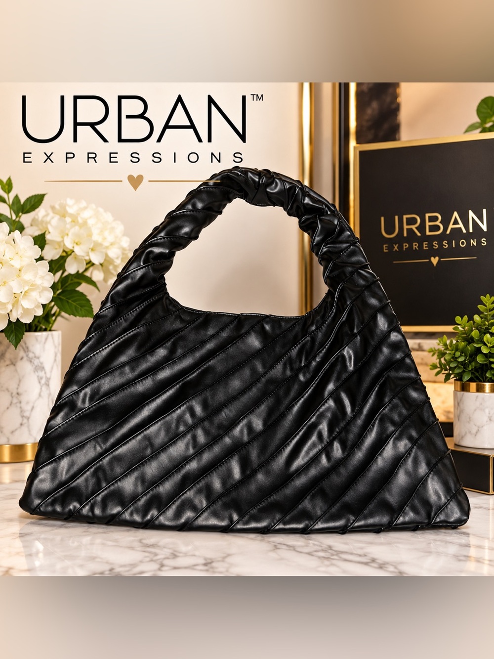 ๐ค Urban Expressions Black Quilted Puffer Hobo Shoulder Bag